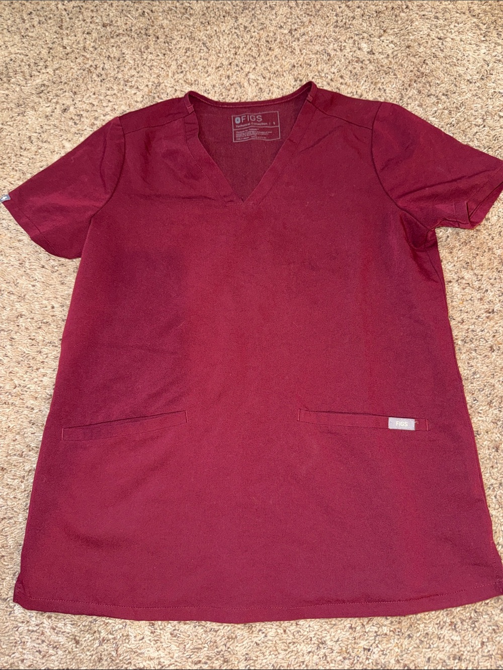Figs V-Neck Scrub Top in Burgundy
